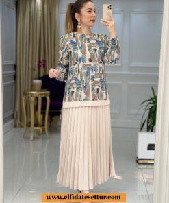 Krep tunik etek takım