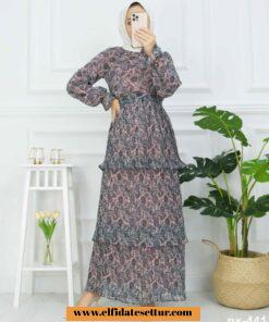 Şifon kat kat elbise