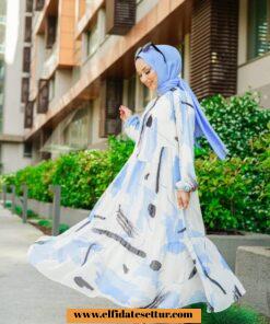 Baskılı şifon elbise