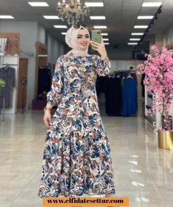 Viskon çiçekli elbise