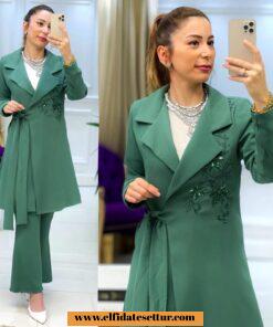 İthal krep kumaş bahar takım