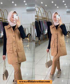 Gabardin yelek pantolon takım