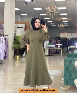 Krep volanlı elbise