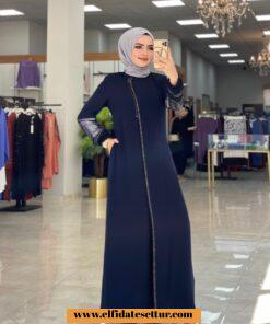 Büyük beden taşlı krep ferace