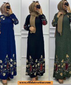 Krep çiçekli elbise