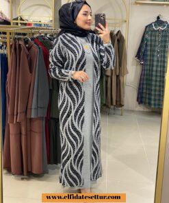 Triko kumaş ceket elbise takım