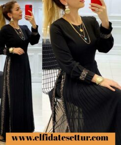 Büyük beden payetli uzun elbise