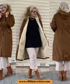 Gabardin kürklü mont