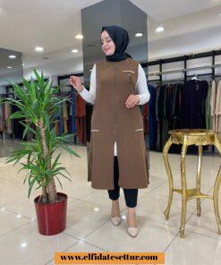 Büyük beden cepli dokuma yelek