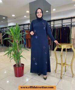 Büyük beden taş ve simli elbise