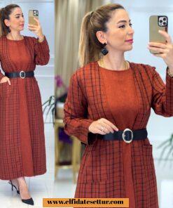 Büyük beden yün efekt hırka takım