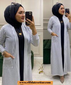 Çizgili örme takım