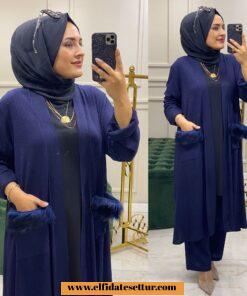 Kürklü hırkalı takım