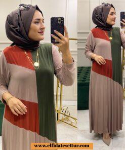 Üç renkli sandy elbise