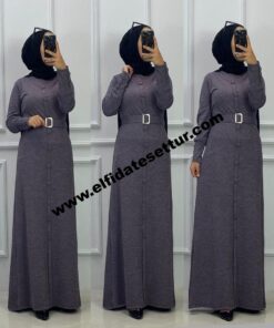 Kemerli triko elbise