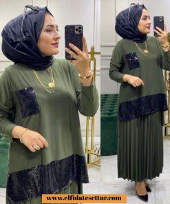 Tilda kumaş payetli etekli takım