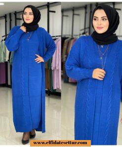 Triko kumaş elbise hırka takım