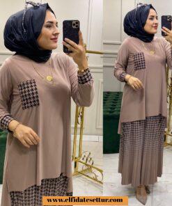 Tilda kumaş kazayağı etekli takım