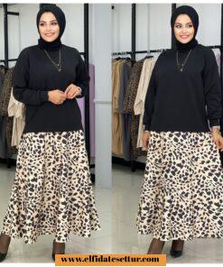 Leopar etekli takım