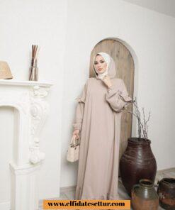 İki iplik kumaş nisanur elbise