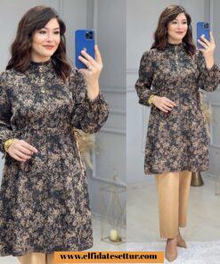 Büyük beden yün efekt takım