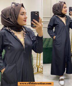 Leopar bondit kumaş trençkot