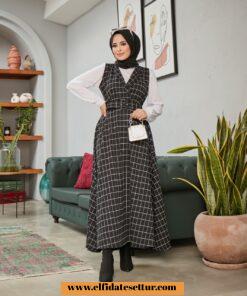 Kemerli elbise takım