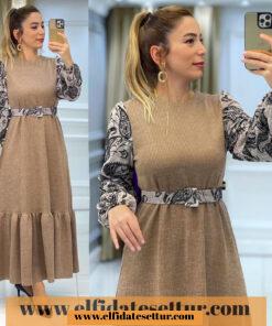 Kemerli triko elbise