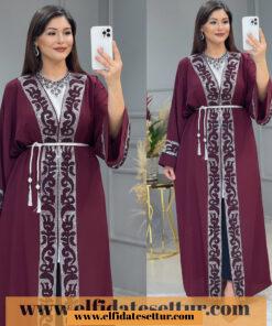 Krep işlemeli abaya