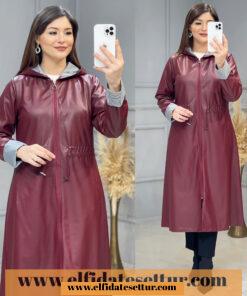 Büyük beden deri trenç