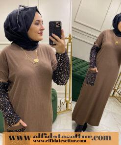 Fitilli örme elbise