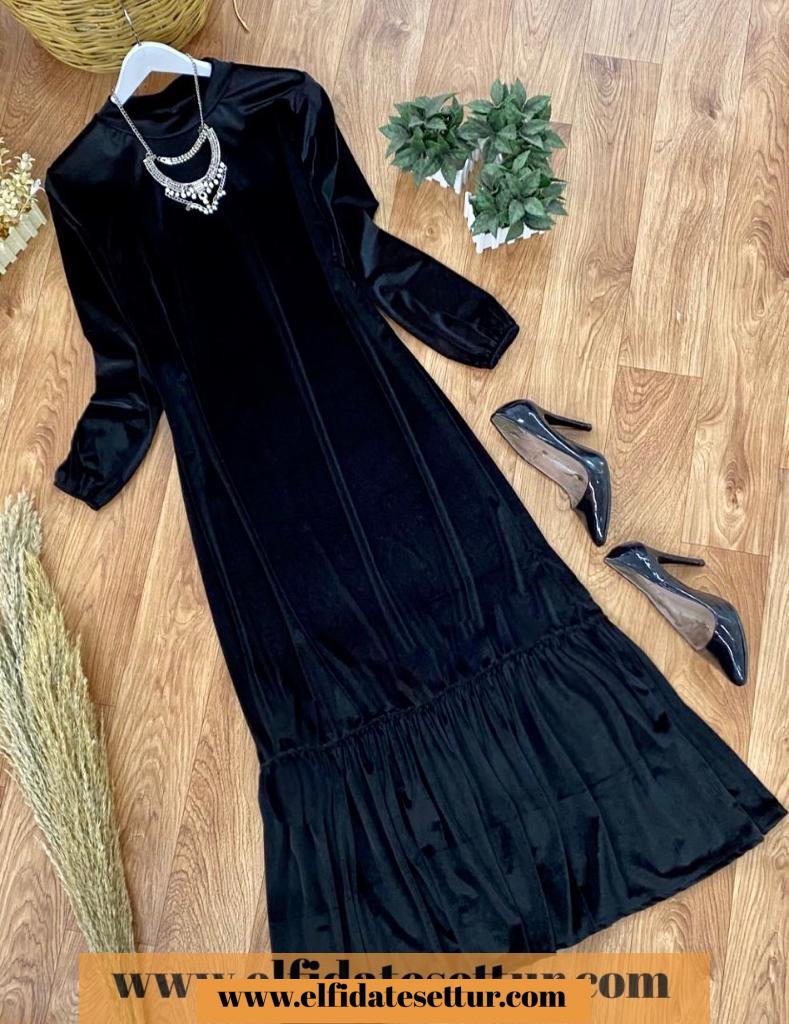 Kadife kemerli elbise - Görsel 2