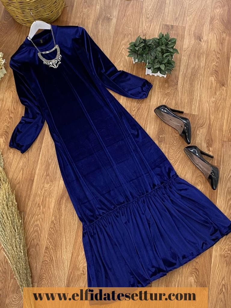 Kadife kemerli elbise - Görsel 3