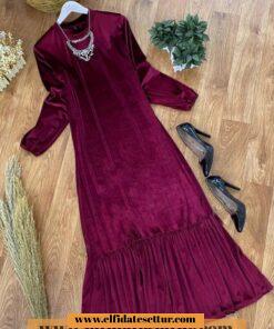Kadife kemerli elbise