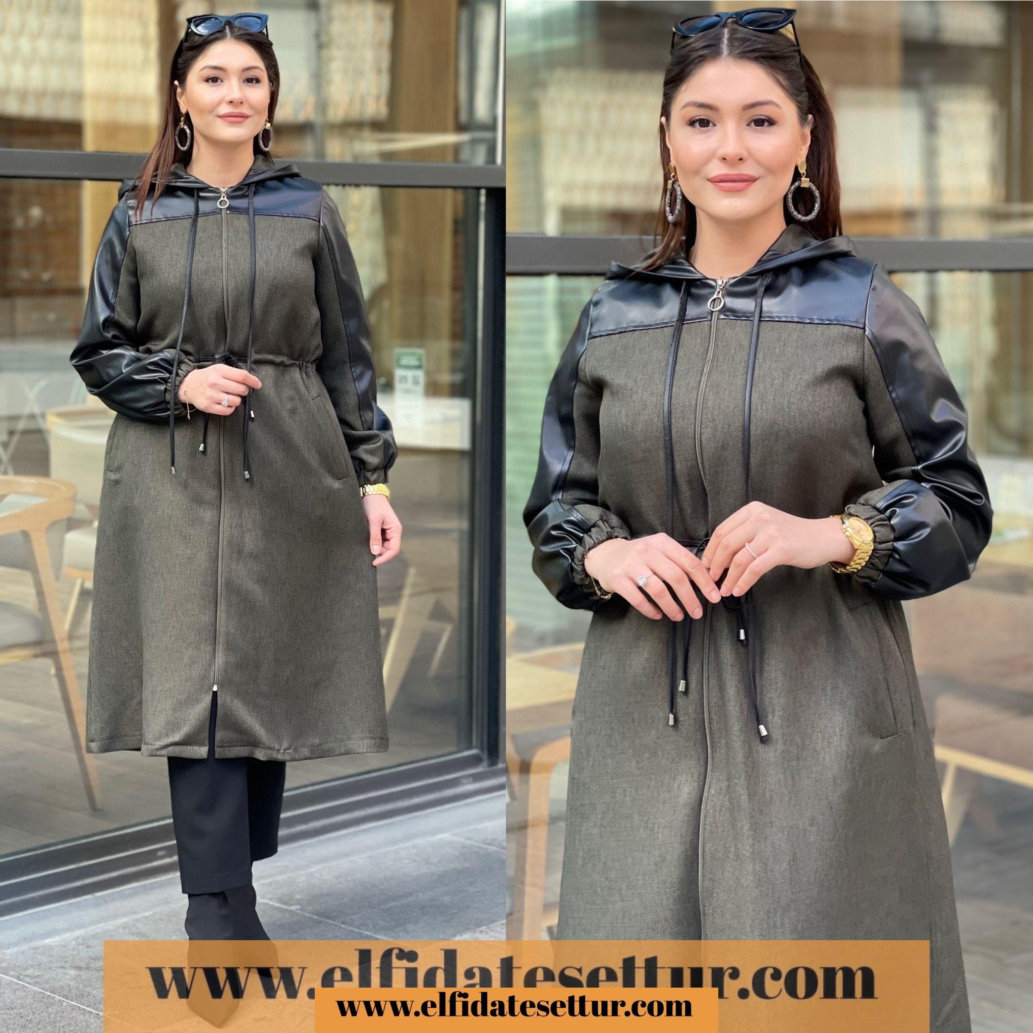 Büyük beden yün efekt bihter kap