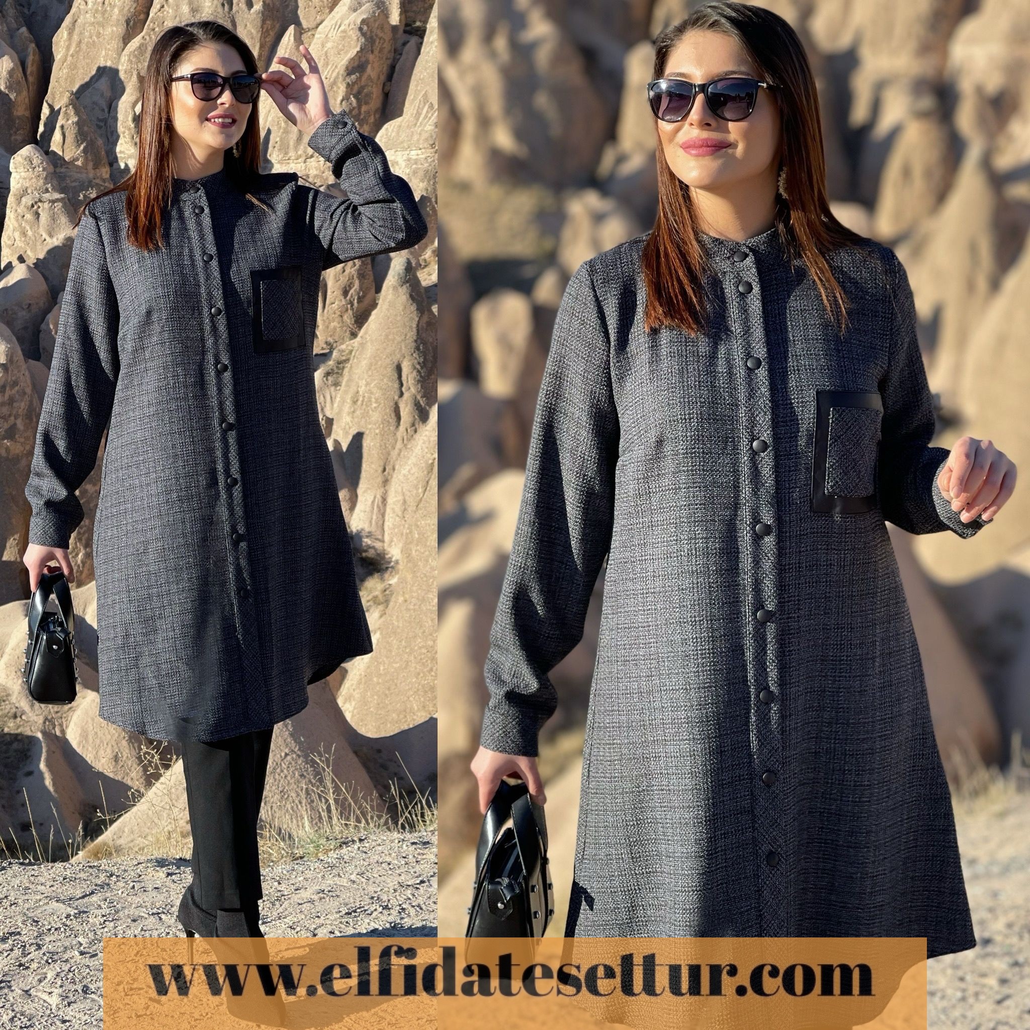 Büyük beden ekose örme tunik - Görsel 3