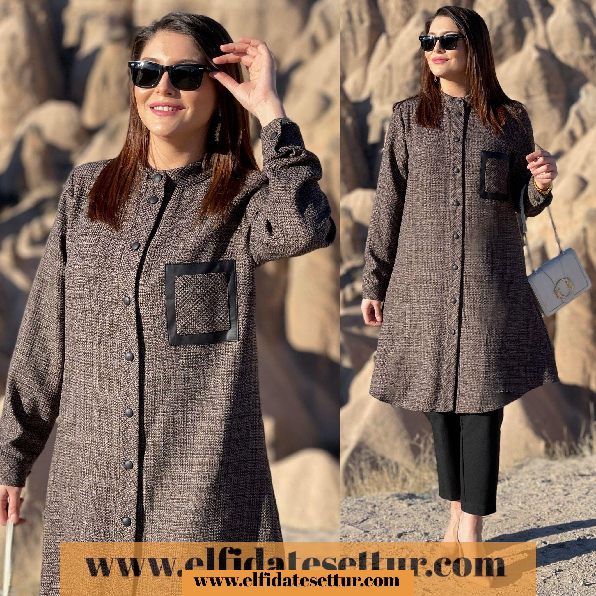 Büyük beden ekose örme tunik