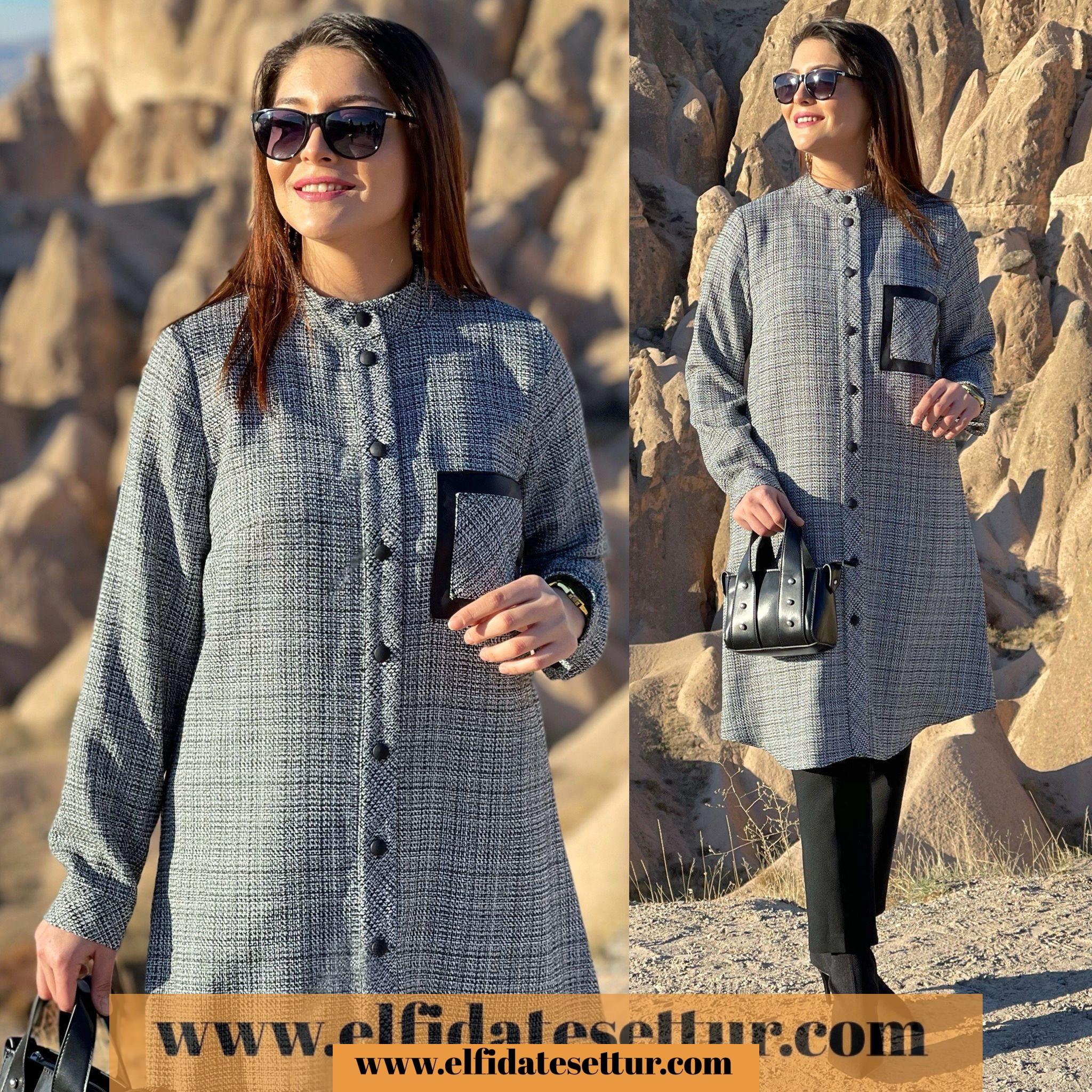 Büyük beden ekose örme tunik - Görsel 2