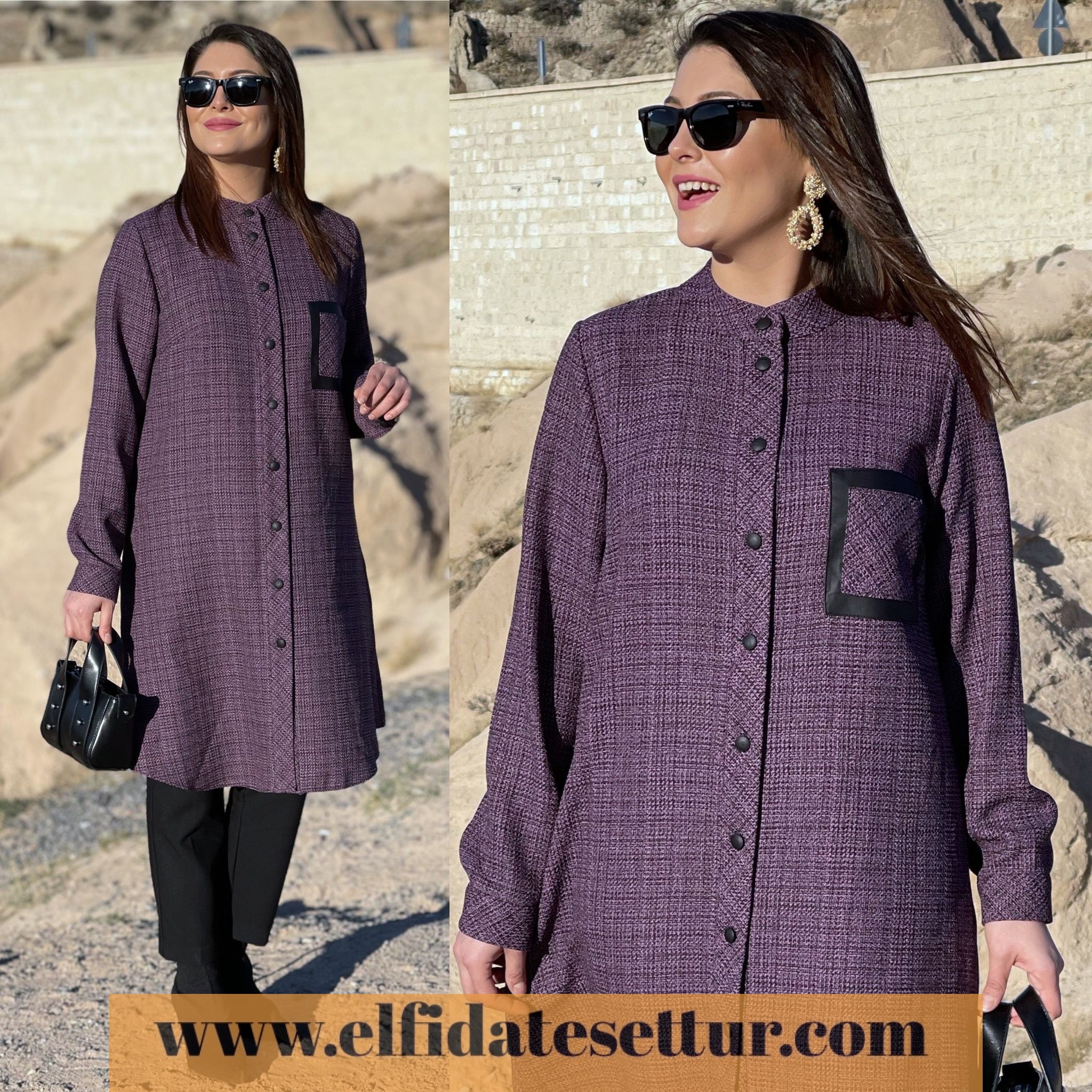 Büyük beden ekose örme tunik - Görsel 4