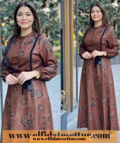 Büyük beden yün efekt elbise