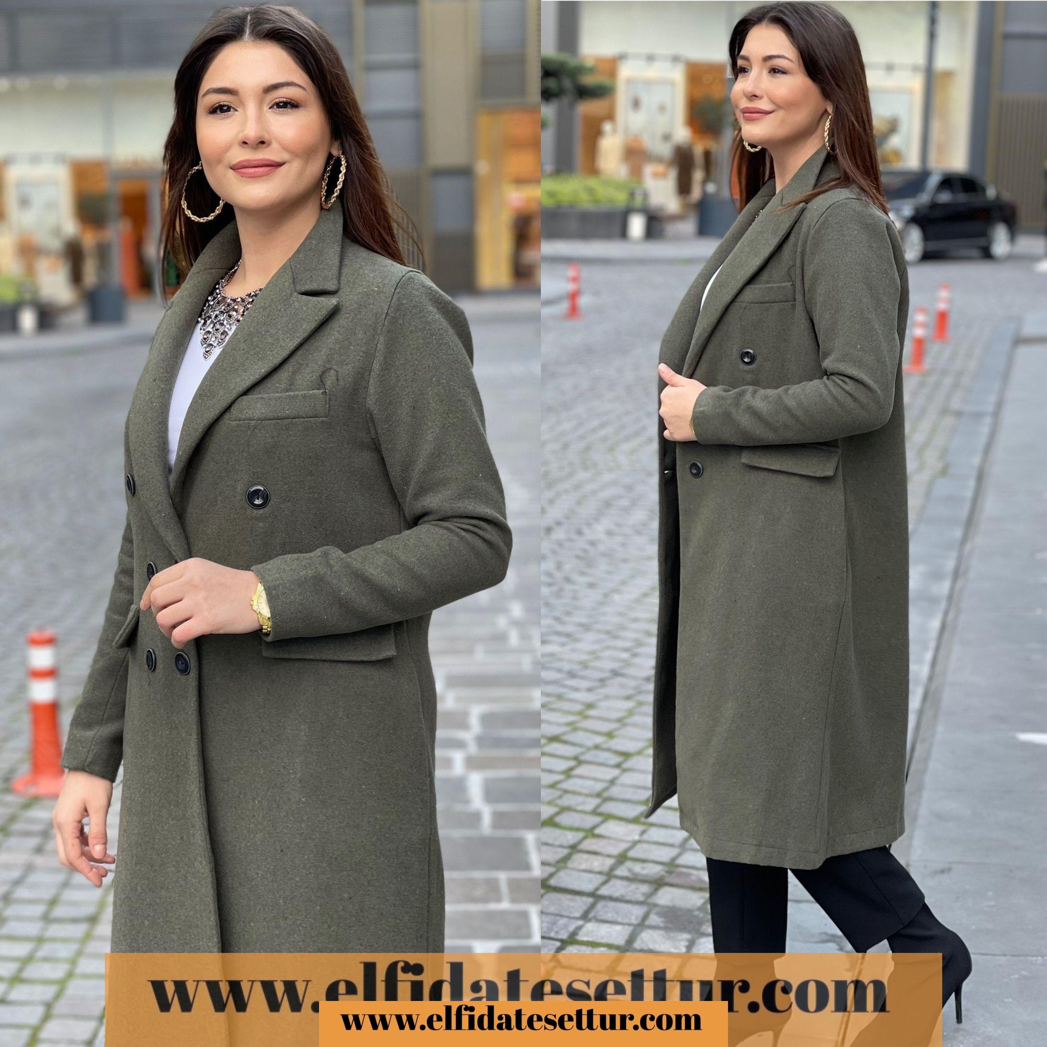 Büyük beden megan kaşe kaban - Görsel 2