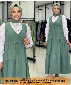 Gömlekli krep jile elbise takım