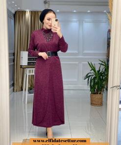 Örme kumaş beren elbise takım