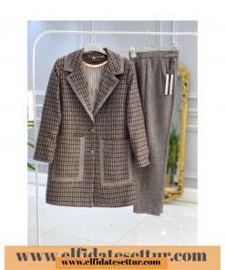 Dokuma krep kumaş ceketli takım