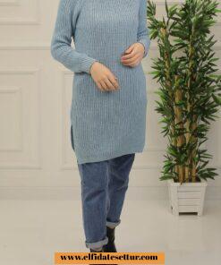 Boğazlı triko tunik