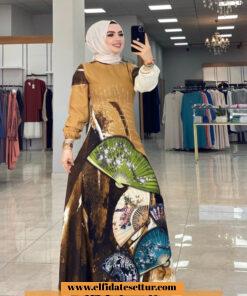 Yelpaze desenli elbise