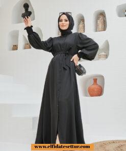 Kuşaklı ferace elbise