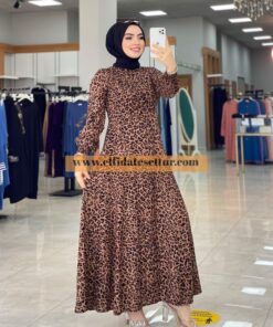 Viskon leopar elbise