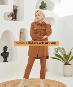 Gabardin kumaş pantolonlu takım