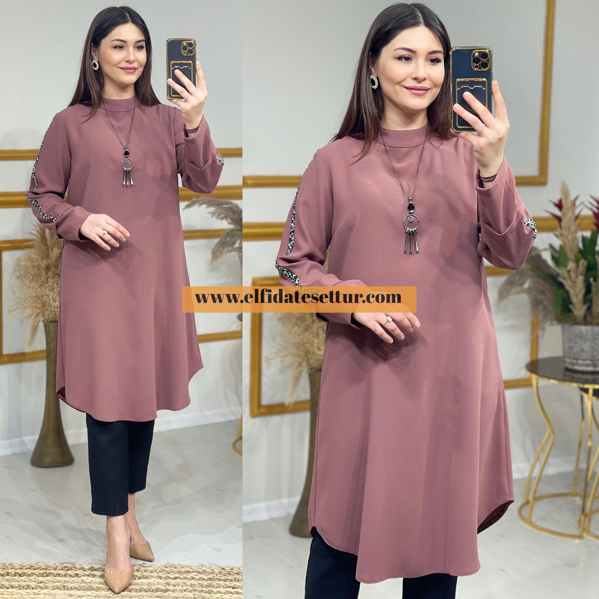 Büyük beden kreplin gonca tunik - Görsel 7